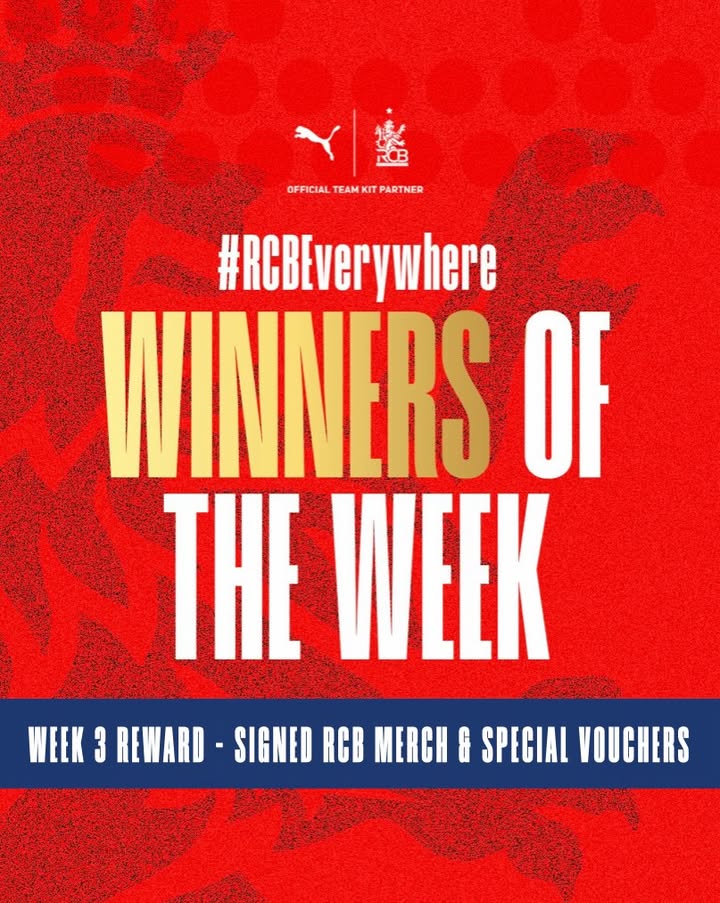  WINNERS OF THE WEEK This week, the RCB jersey reached snowy summits, entered the Louvre and even went out of spac...