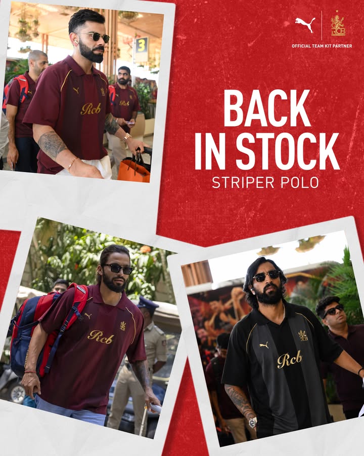 Your go to travel fit is royalchallengers.bengaluru The PUMAxRCB Striper Polo has been restocked at PUMA