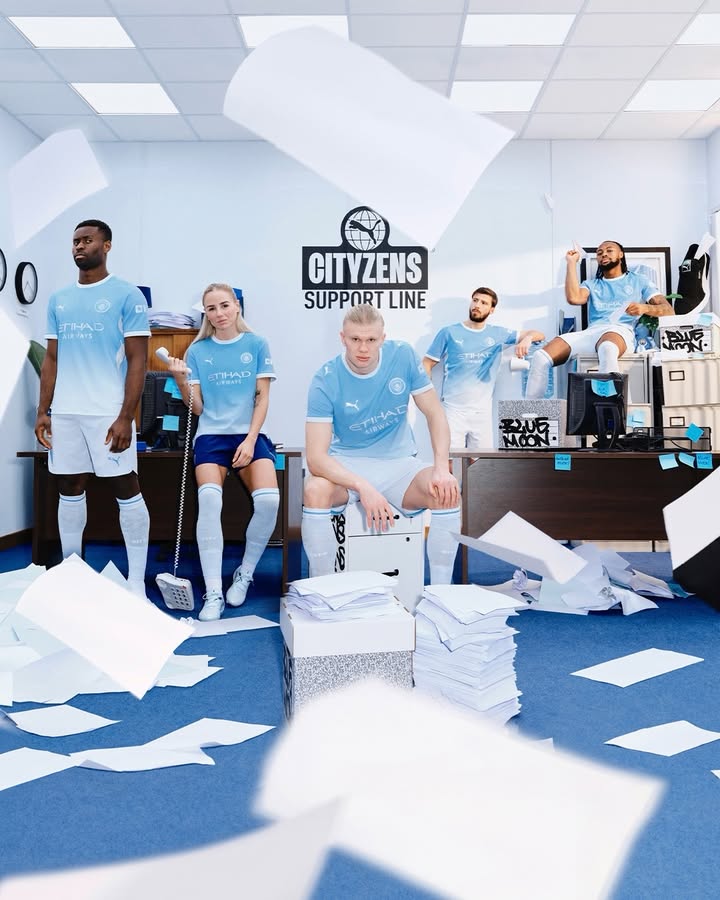 Sky blue gradient. Monochrome crest. Not your typical home kit. Out now 