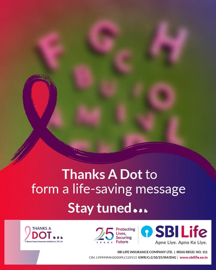 Small actions create big impact. Thanks A Dot is shaping a message for breast cancer awareness. Stay tuned to know what s forming. ThanksADot SBILife ApneLiyeApnoKeLiye Small actions create big impact. Thanks A Dot is shaping a message for breast cancer awareness