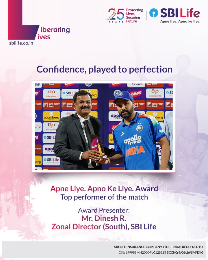 Excellence on the field earns more than applause. Mr. Dinesh R, Zonal Director South , SBI Life, presented the Apne Liye