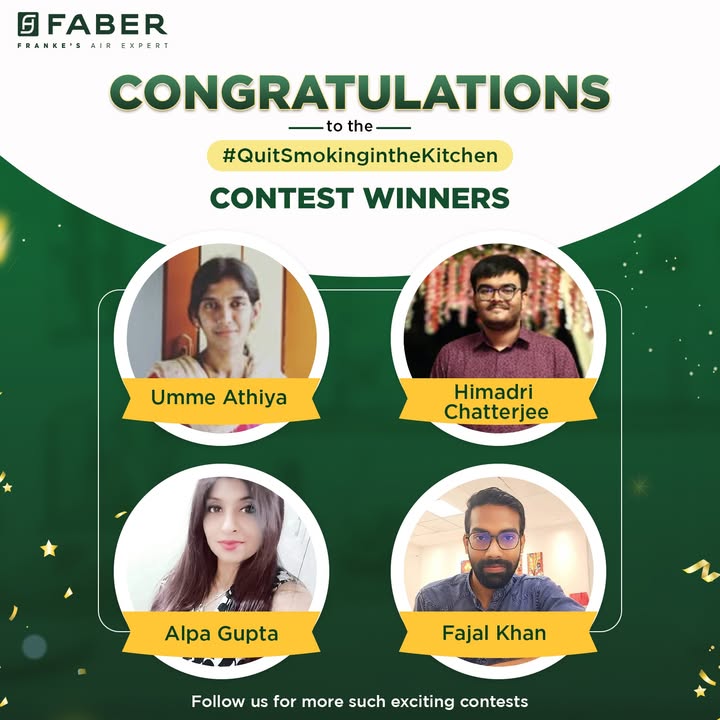 A big congratulations to ummeathiya, Alpa Gupta , ig nebula nectar, Fajal Khan for winning the QuitSmokingInTheKitchen co...