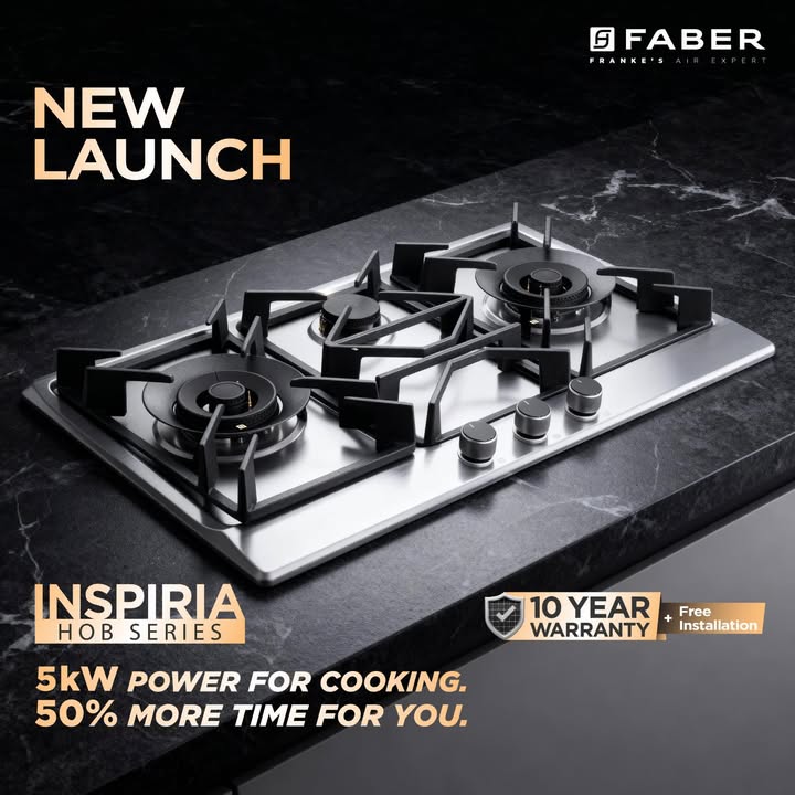 Turn up the power in your kitchen with the new Faber Inspiria Hob Series designed with a 5kW brass burner for everyday effic...