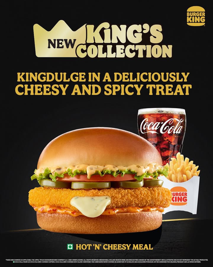 A cheesy patty drenched in zesty, spicy sauce, served on a buttery premium brioche bun Elevate your Kingdulgence with a bur...