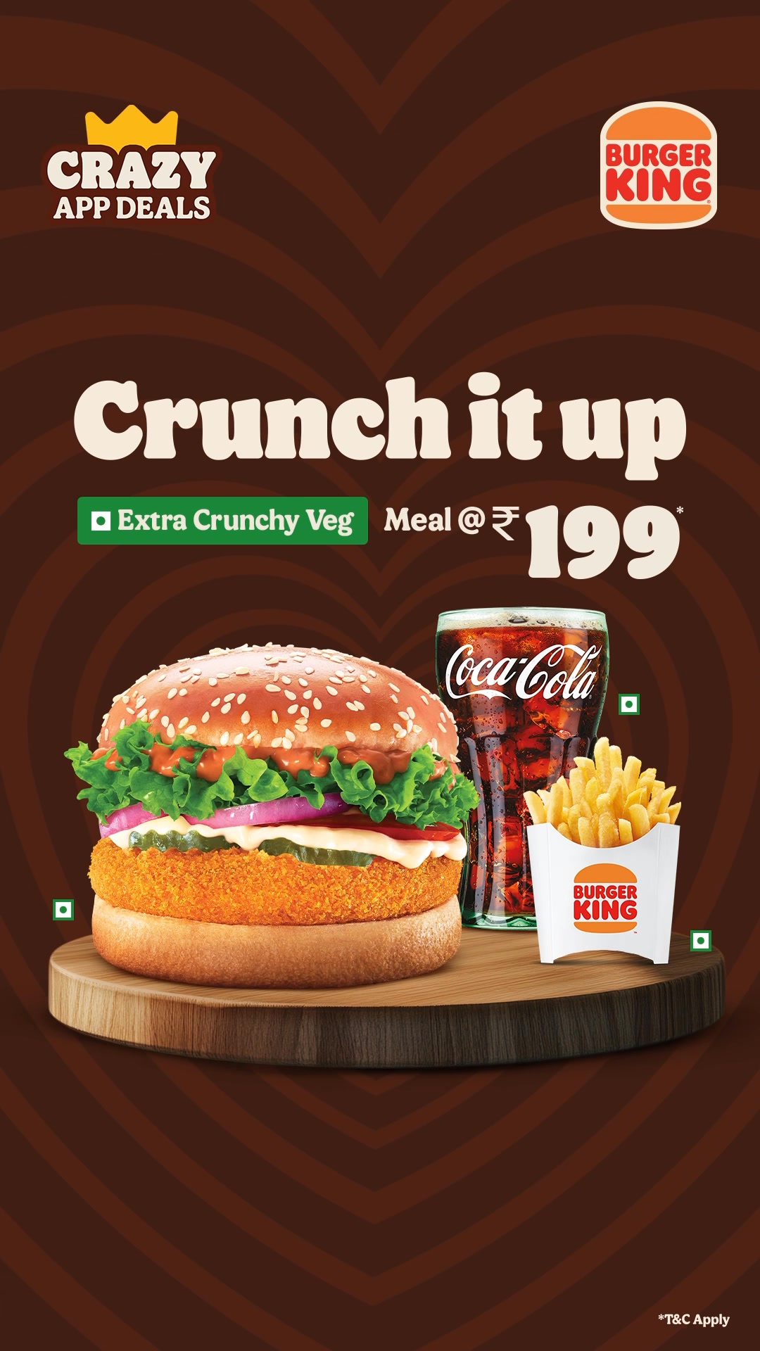Your cravings just got a glow up Grab your fav at just 199, but only for a limited time BurgerKing CrazyAppDe...