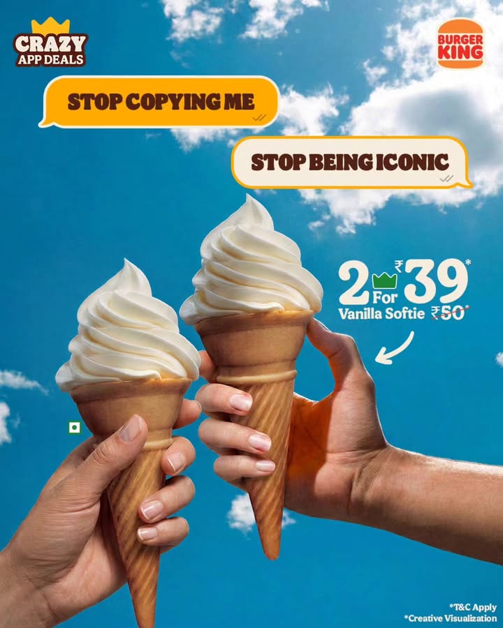One for indulgence. Other for emotional support. Offer available only on the BK App Dine In section