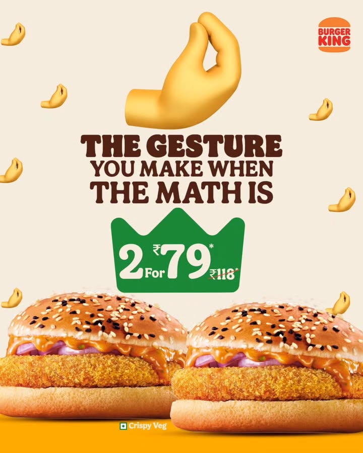 Double the crispy goodness without doubling the spend. Get 2 Crispy Veg Burgers for 79. BurgerKing ValueMeals