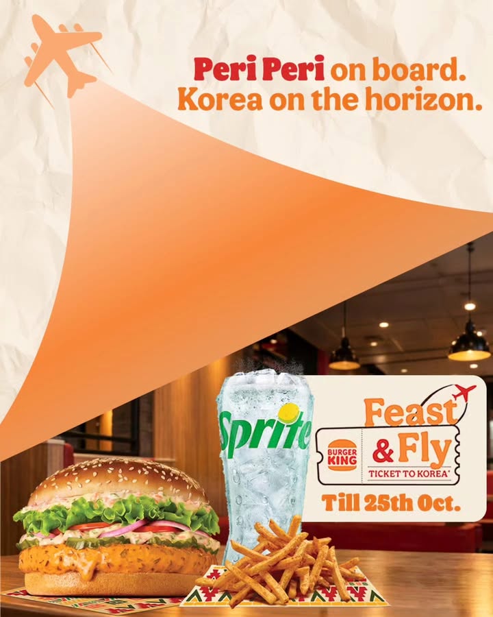 Spice up your feast, fizz up your chances Dine in via the BK App and grab any 3 eligible Peri Peri x Sprite combos till 25t...
