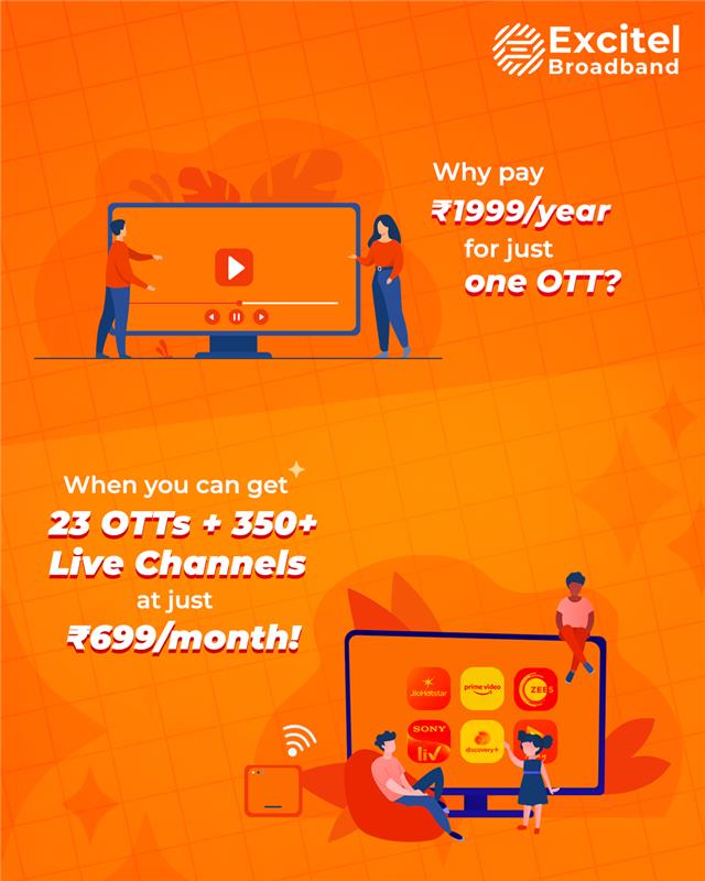 Fewer bills, more chill. Excitel it is excitelbroadband ottplans OTTS wifi FastInternet Fewer bills, more chill. Excitel it is excitelbroadband ottplans OTTS wifi FastInternet
