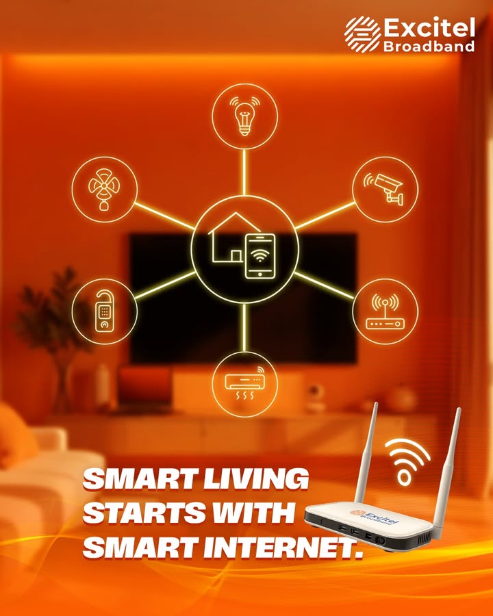 Turn your home into a smart haven. From lights to locks, power it all with Excitels lightning fast broadband. SmartLiving ExcitelBroadband SmartHome FasterInternet DigitalLife Turn your home into a smart haven. From lights to locks, power it all with Excitels lightning fast broadband