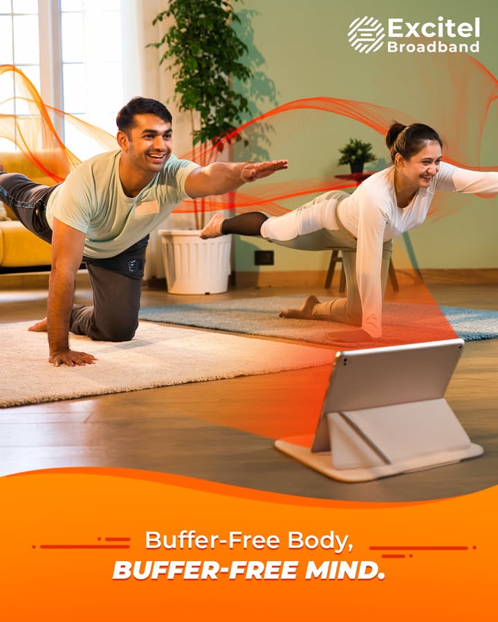 No lags in your flow, no lags in your stream. This Yoga day, do yoga, the Excitel way No lags in your flow, no lags in your stream. This Yoga day, do yoga, the Excitel way