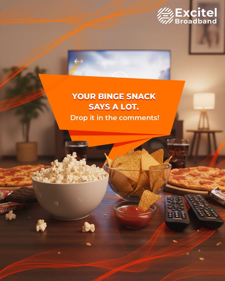 Unlimited internet unlimited munching Excitel nights. Comment your go to munchies while binging Excitel ExcitelBroadband ExcitelCares BufferFree bingewatching Speed Unlimited internet unlimited munching Excitel nights