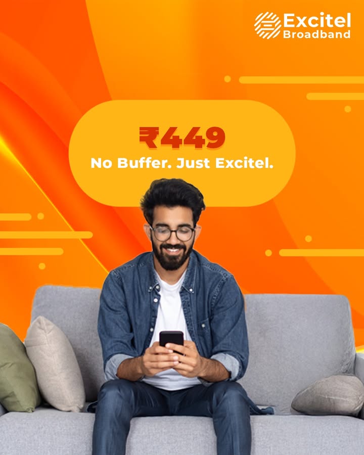 Affordable internet doesnt mean compromise. With Excitel Broadbands 449 month plan, you get unlimited high speed data 5 OTTs 300 live TV channels. No contracts, no hidden charges just pure streaming power Affordable internet doesnt mean compromise