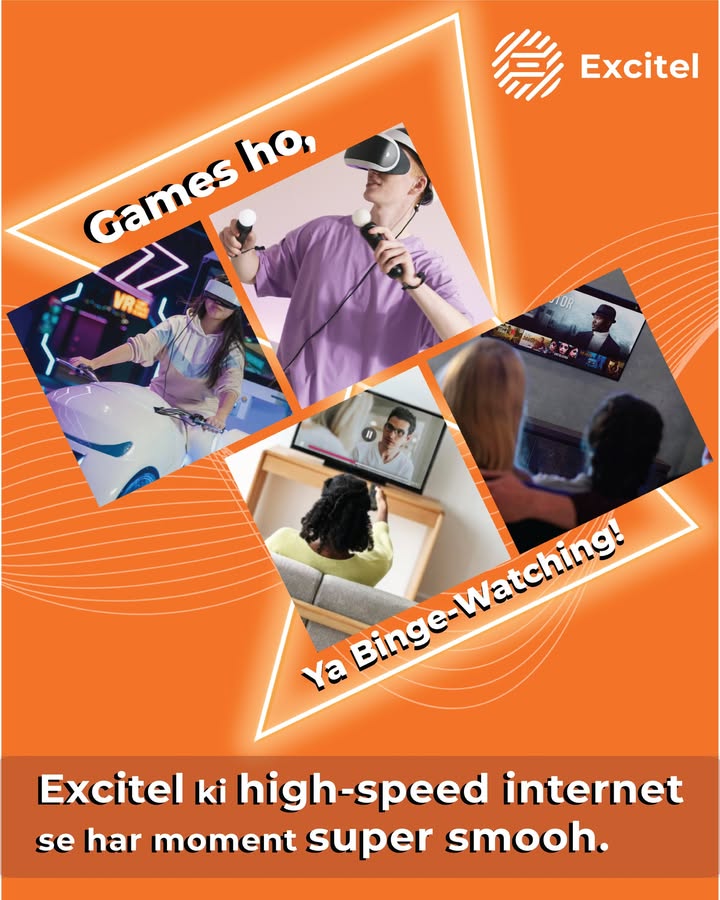 Experience seamless high speed connectivity with Excitel Unlimited data Lightning fast speeds up to 400 Mbps 24 7 exp...
