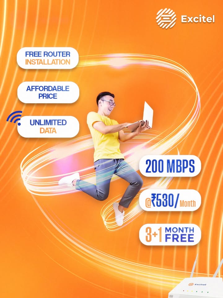 Fatafat internet chahiye 200 Mbps at 530 month aur 3 mahine ke saath 1 mahina FREE Unlimited Internet ...