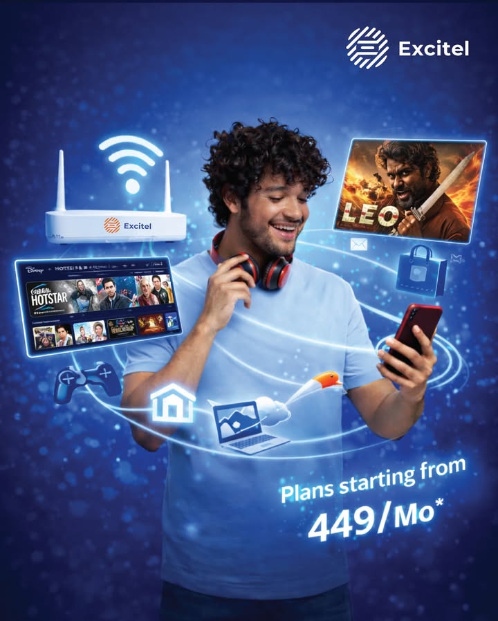 Ghar mein sab online ho, internet slow hone ka option hi nahi. Excitel Broadband, fast for every device, every moment