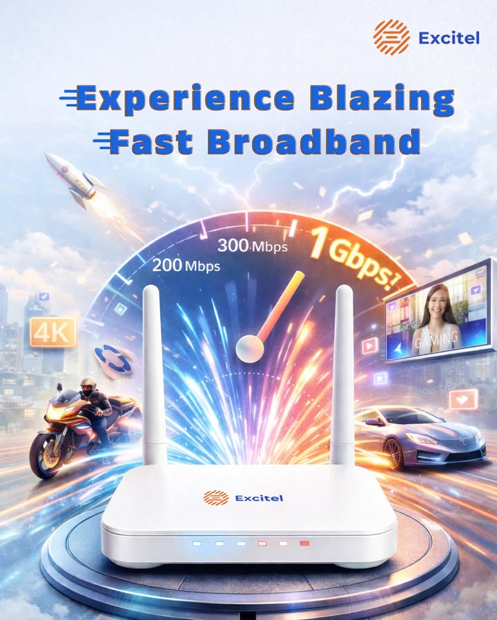 Fast internet just makes life easier Whether youre streaming, gaming, or getting work done, Excitels fiber broadband keeps...