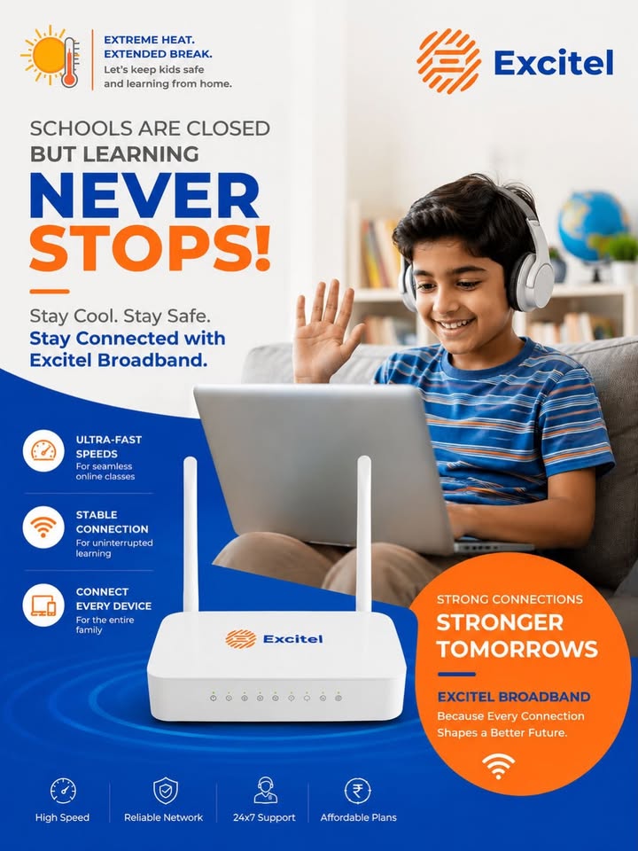 School ki chhutti ho sakti hai par learning kabhi stop nahi hoti Excitel Broadband ke saath online classes rahe...
