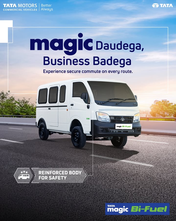 Tata Magic Bi Fuel is designed with a reinforced body structure that adds an extra layer of safety for passengers and driver...