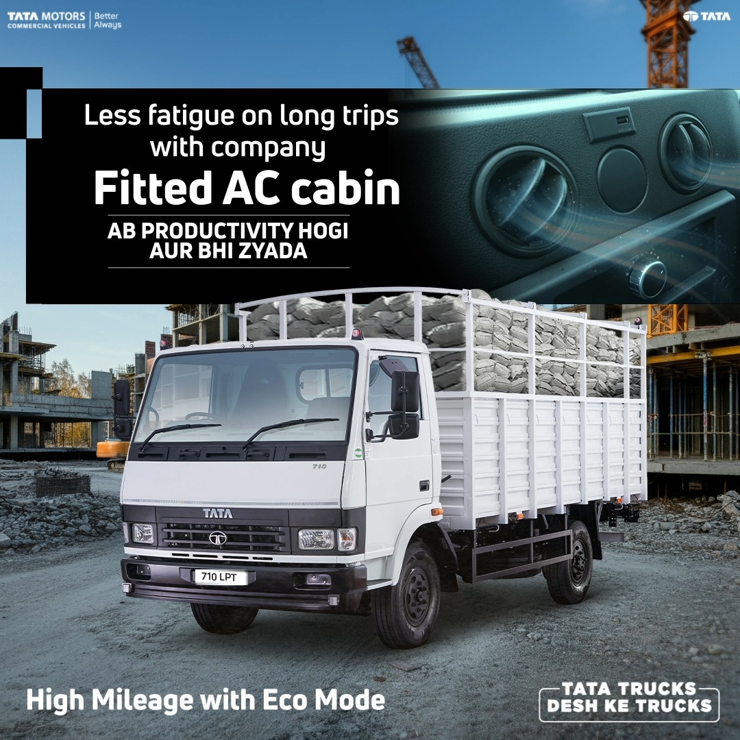 Less fatigue on longer trips, the Tata LPT 710 ensures high driver productivity with its company fitted AC cabin