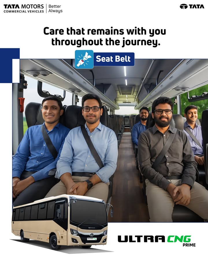 The Tata Ultra Prime CNG is equipped with seatbelts that offer essential safety without compromising on comfort