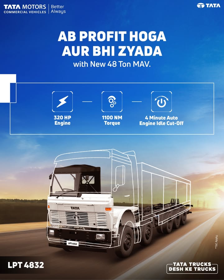 The Tata LPT 4832 is a 48 Ton MAV built for higher profits and longer runs