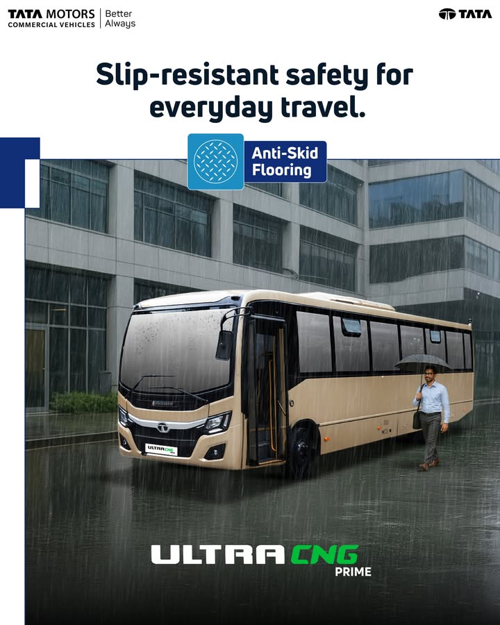 The Ultra Prime CNG puts passenger safety first with its anti skid flooring