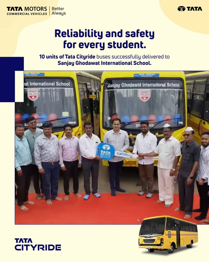 We are proud to announce the successful delivery of 10 units of Tata Cityride 412 36 SKL 2x2 MTO school buses to Sanjay Ghod...