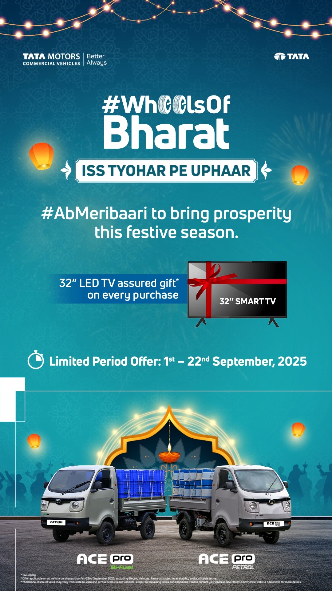  AbMeriBaari to grow my business this festive season. With the Tata ACE Pro, drive your business forward