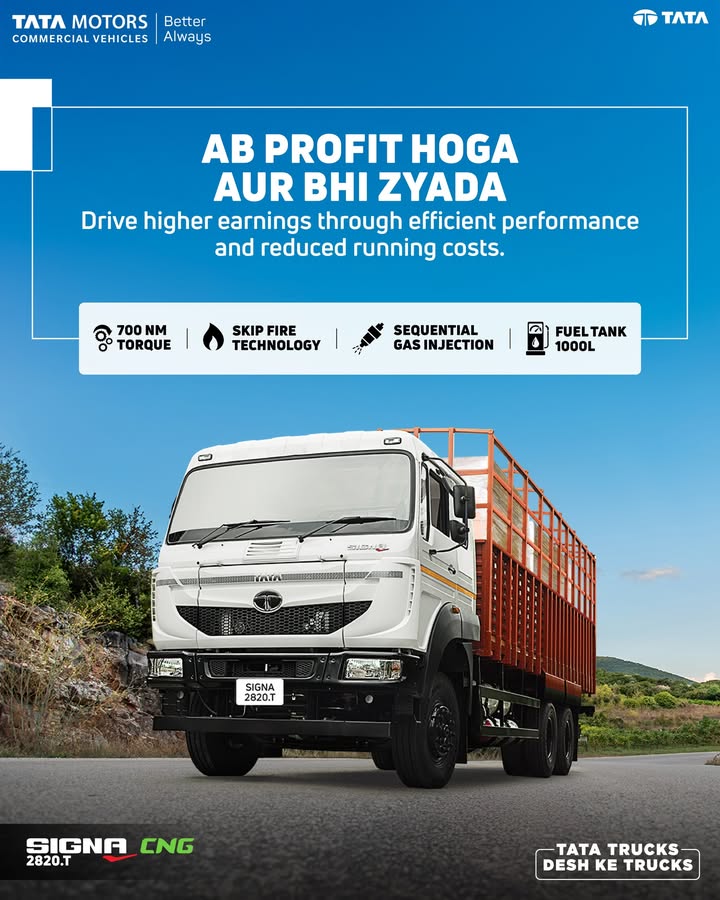 The Tata Signa 2820.T CNG is equipped with advanced safety systems that minimize leak risks and ensure secure, reliable trips The Tata Signa 2820