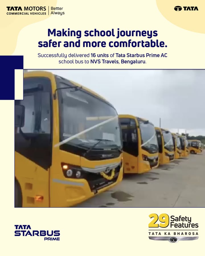 We are proud to announce the successful delivery of 16 units of Tata Starbus Prime AC school buses to Mr