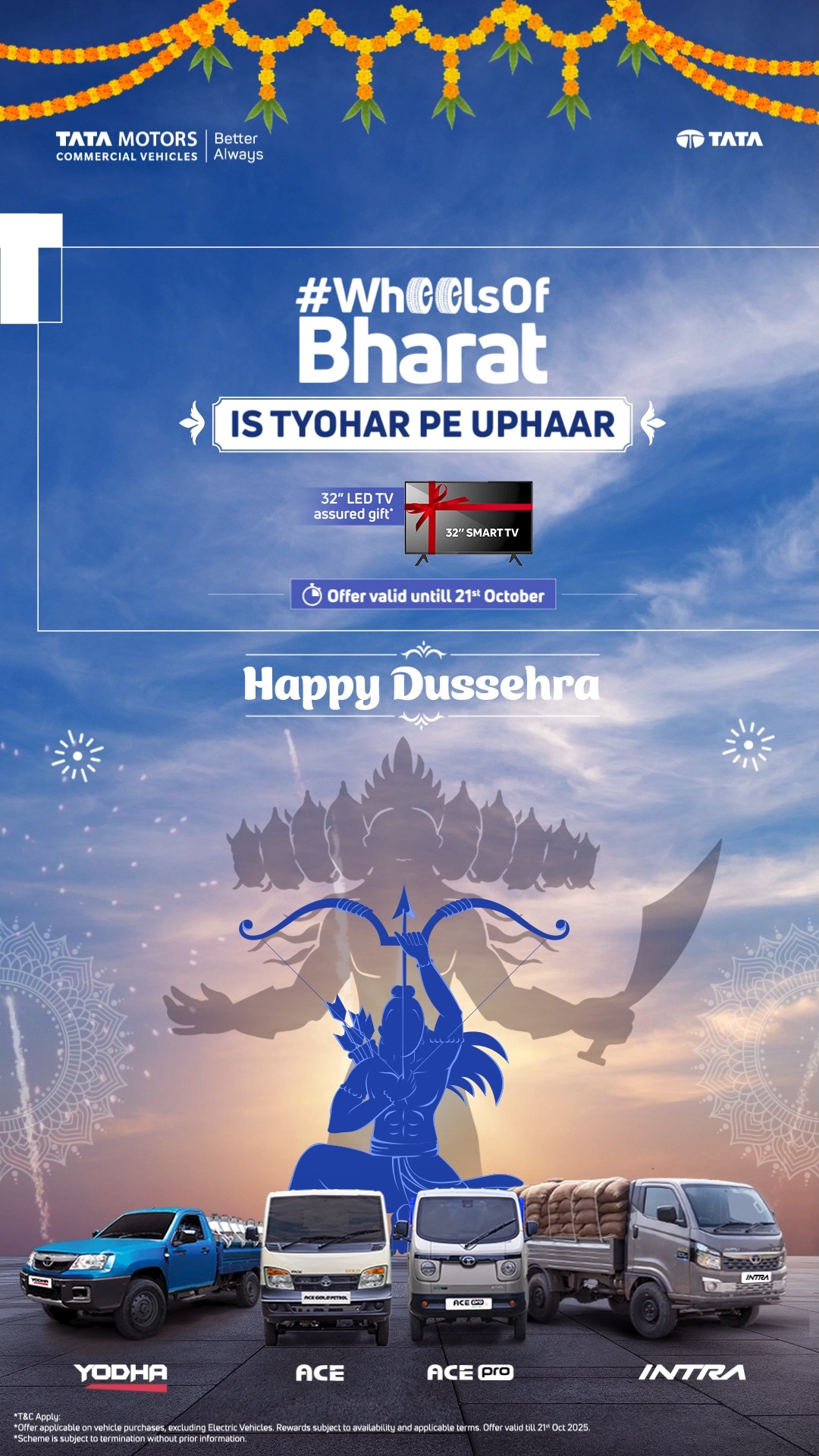 May every step be guided by victory and your celebrations filled with joy. Wishing you a happy and blessed Dussehra. Dussehra SCV TataMotorsCommercialVehicles BetterAlways TataMotorsSmallTrucks May every step be guided by victory and your celebrations filled with joy. Wishing you a happy and blessed Dussehra
