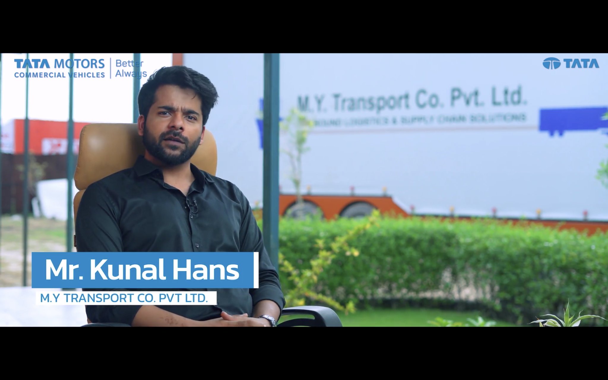 Hear from Mr. Kunal Hans from M.Y. Transport Co. Pvt. Ltd., an automotive carrier company with fleet size of 160 trucks Hear from Mr. Kunal Hans from M.Y. Transport Co. Pvt. Ltd., an automotive carrier company with fleet size of 160 trucks