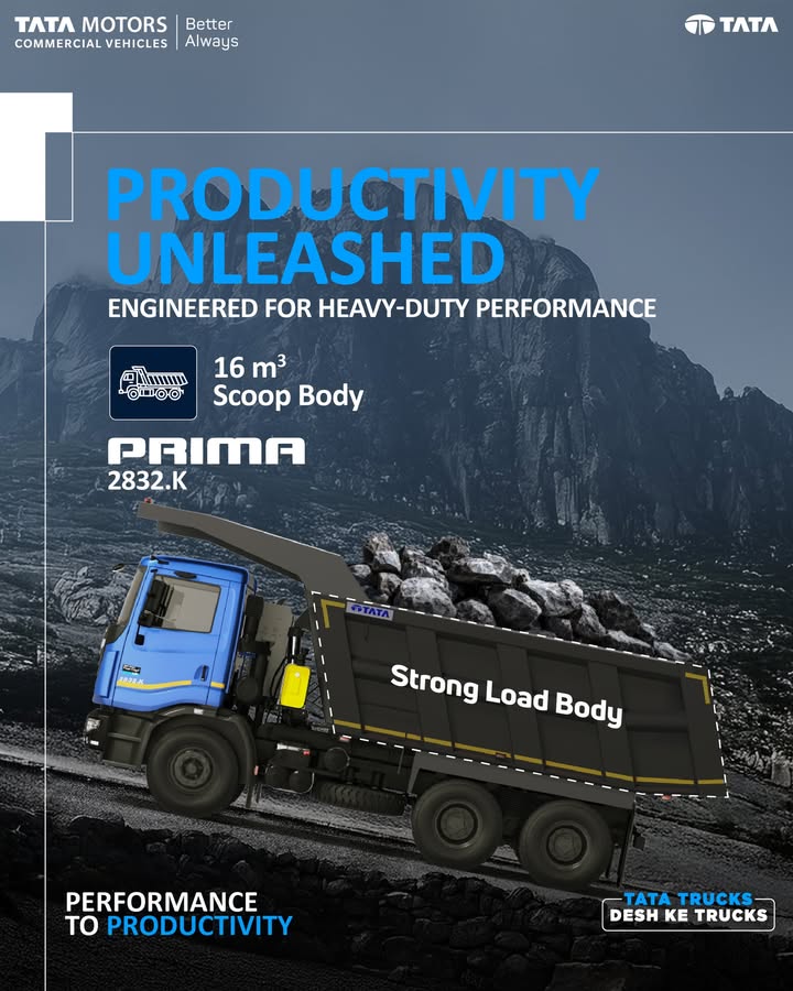 The Tata Prima 2832.K is made to deliver strength even in the toughest terrains