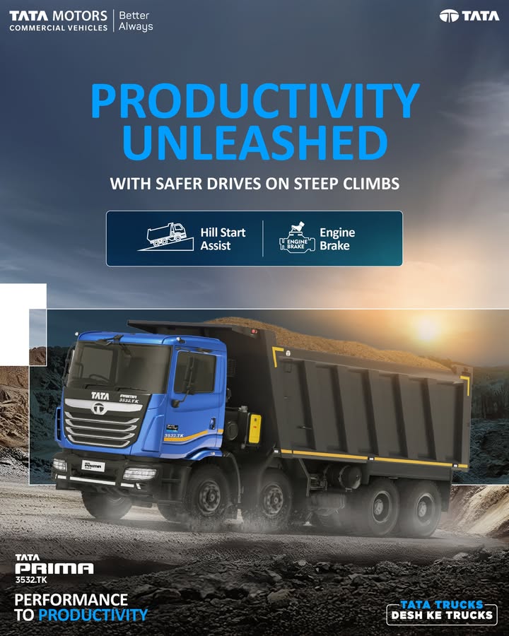 The Tata Prima 3532.TK 23 Box is built to conquer every climb with power, safety, and control