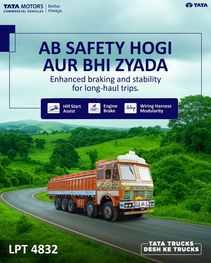 The Tata LPT 4832 brings enhanced safety to every long haul trip