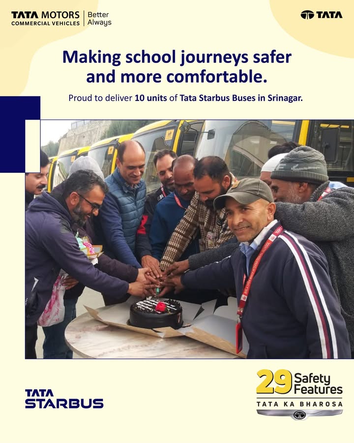 Were proud to deliver 10 units of Tata Starbus Buses 30 seater to Birla Open Minds, Srinagar, Jammu Kashmir