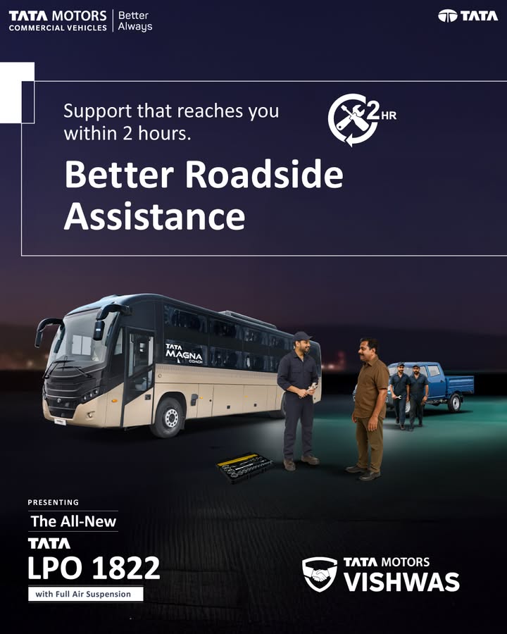 Backed by Tata Motors Vishwas, the Tata LPO 1822 promises rapid response and reliable roadside assistance within 2 hours, w...