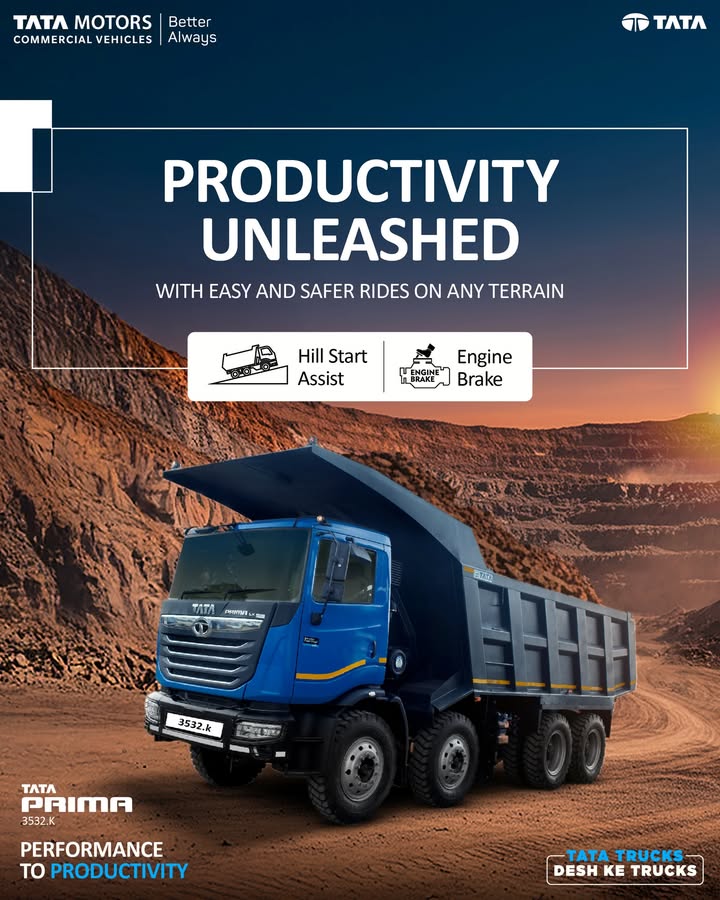 The Tata Prima 3532.TK delivers productivity unleashed with easy and safer rides on every terrain