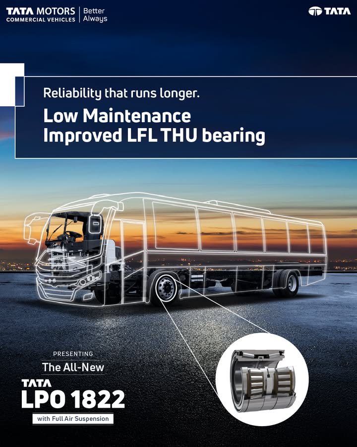 The Tata LPO 1822 is equipped with an improved Lubricated for Life THU Bearing that enhances operational reliability and red...