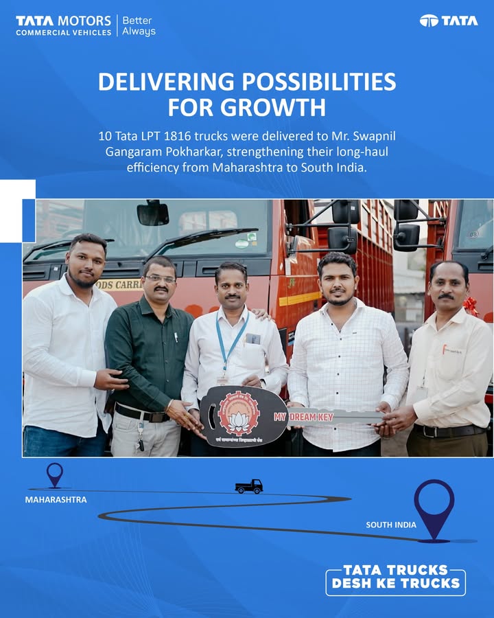 We are proud to deliver 10 new AC Cabin Tata LPT 1816 18.2T GVW trucks to Mr