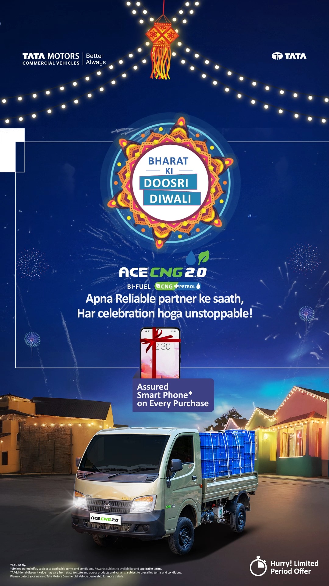 Bring home the ACE CNG 2.0 that offers longer range with Bi Fuel capability