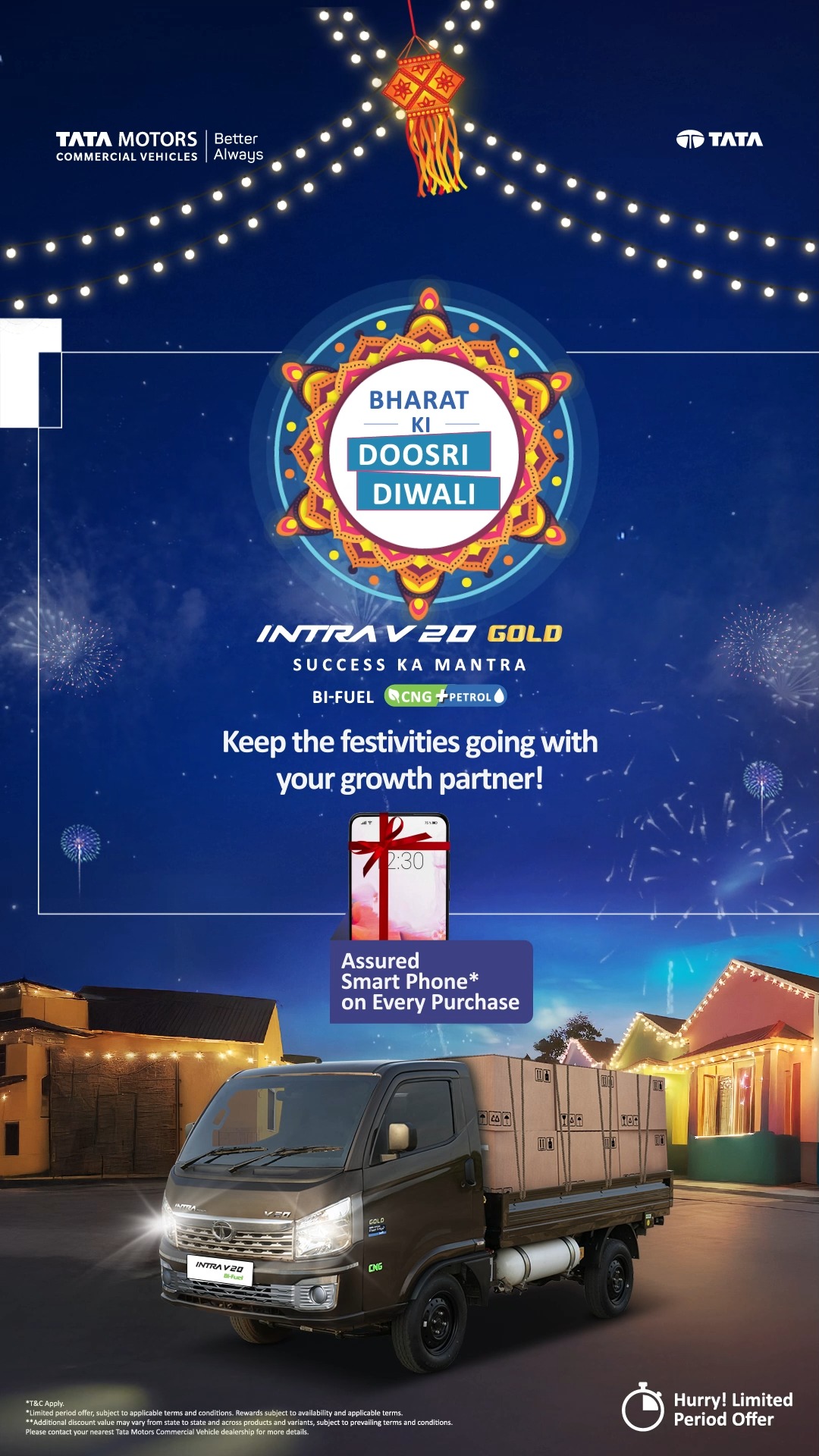 Make your celebrations brighter with an assured gift on every purchase of the Intra V20 Bi Fuel this BharatKiDoosriDiwali ...