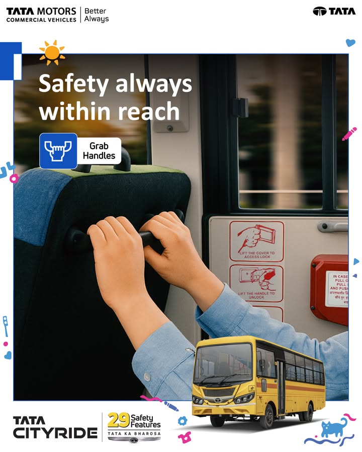 Grab Handles that children can reach easily, help them feel secure on the move, and make their HarDinHappy