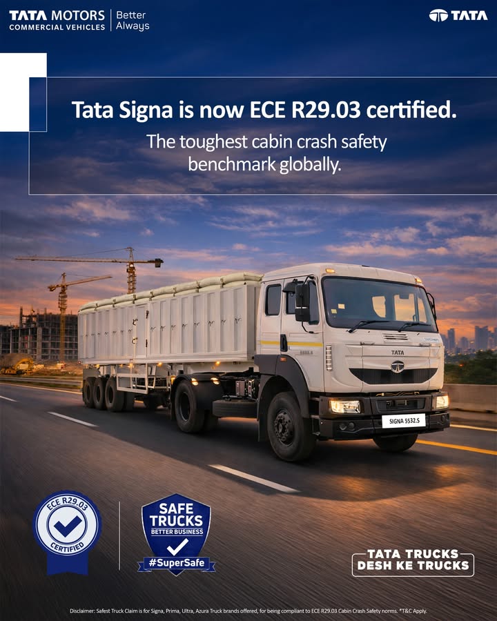 The Tata Signa 5532.S cabin is engineered to meet the stringent ECE R29