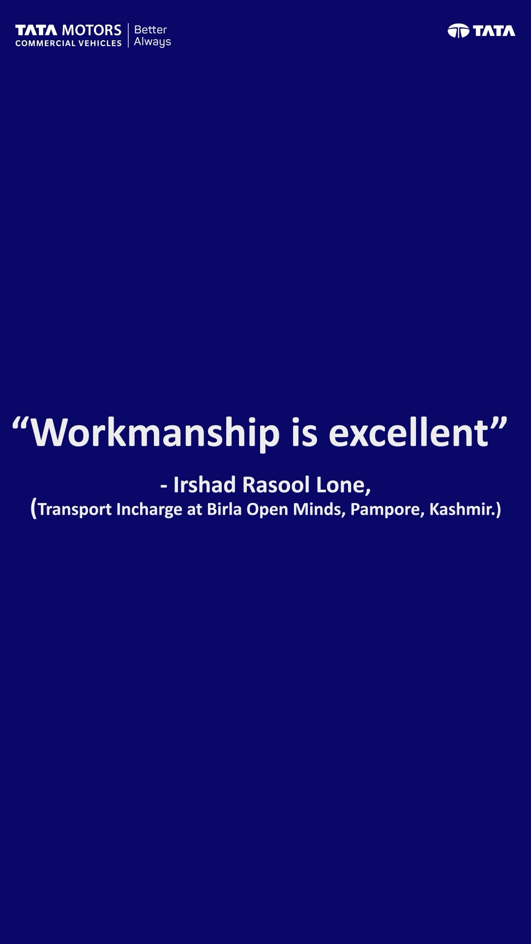 Meet Irshad Rasool Lone, Transport Incharge at Birla Open Minds, Pampore, Kashmir