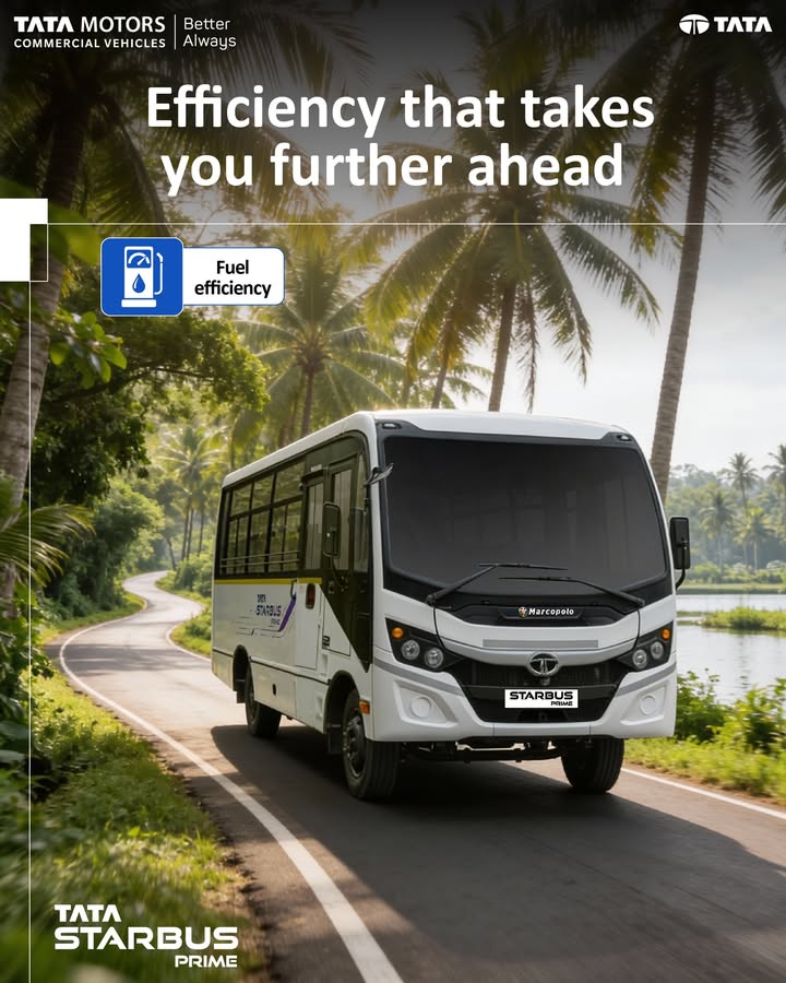 Powered by the efficient 4SPCR engine, Tata Starbus Prime helps optimise fuel consumption across city routes and long distan...