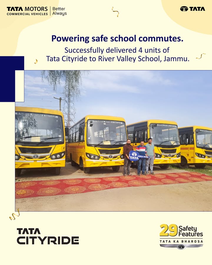 We feel proud to deliver 4 Tata Cityride units to River Valley School, Jammu, ensuring safe, comfortable and dependable comm...