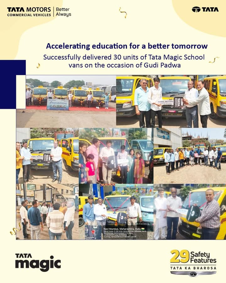Glad to mark the delivery of 30 Tata Magic School vans in Mumbai on the festive occasion of Gudi Padwa