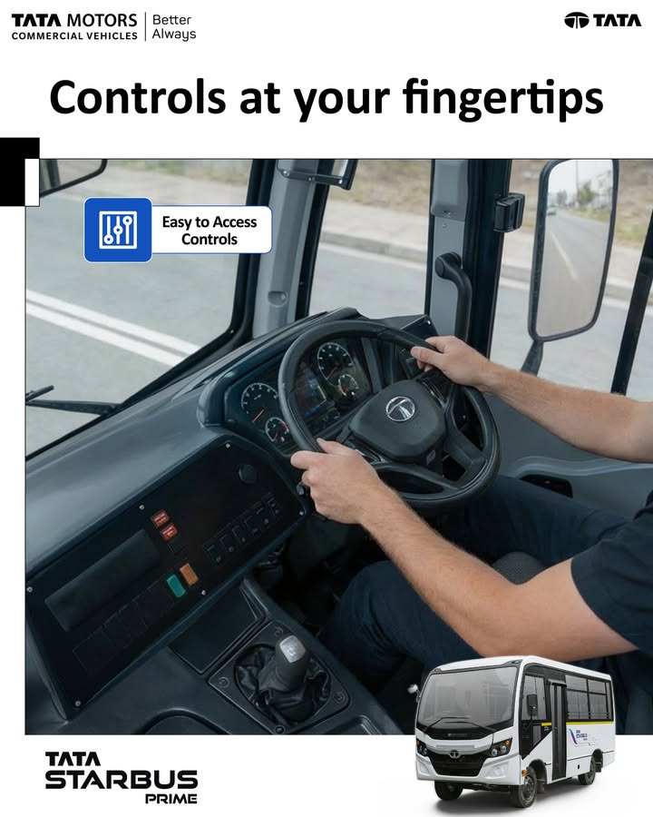 With ergonomically placed, easy to access controls, Tata Starbus Prime supports quicker response and reduced effort during d...